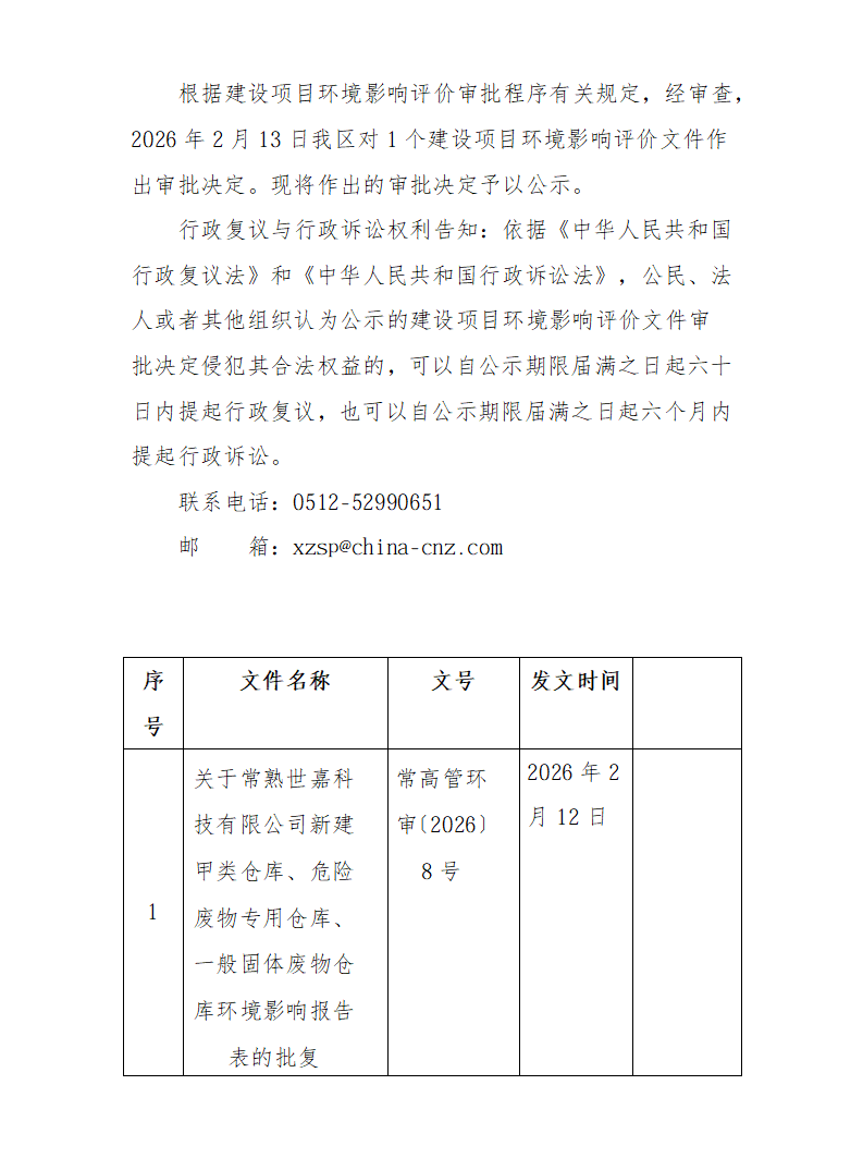 2026年2月13日常熟高新技术产业开发区世嘉项目环境影响报告书（表）的批复(1)_01.png